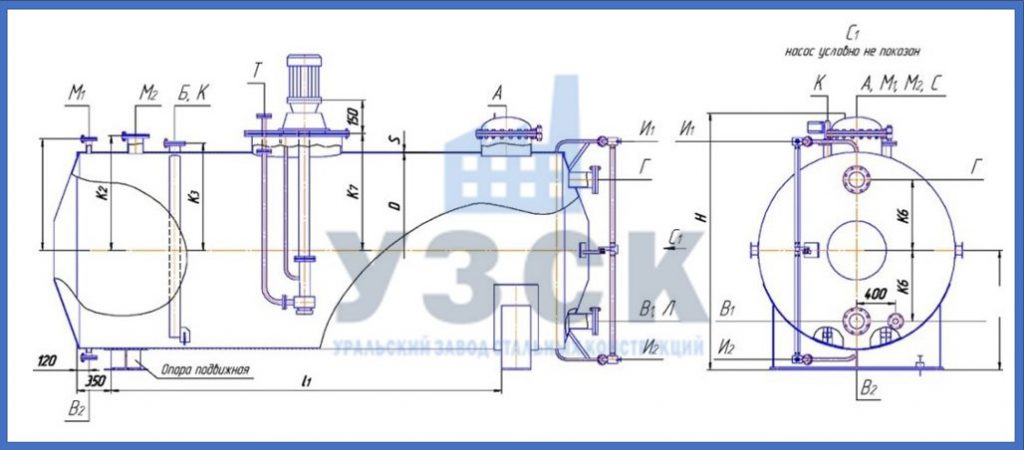 Чертеж емкости ГКК в Керчи